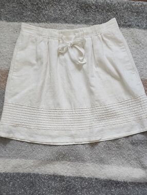 Gap Coastal Grandma Off White/Ivory Cotton Mini Skirt w/Pintuck Detail M Vacay